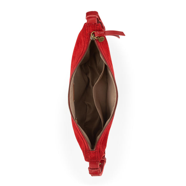 Sakroots Tess Shoulder Bag Scarlet Suede