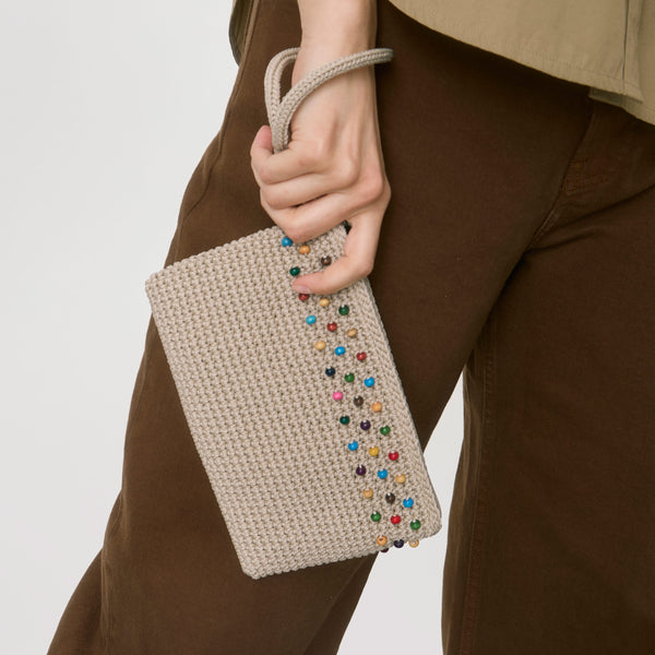 Sakroots Vita Wristlet Ecru Multi Beads