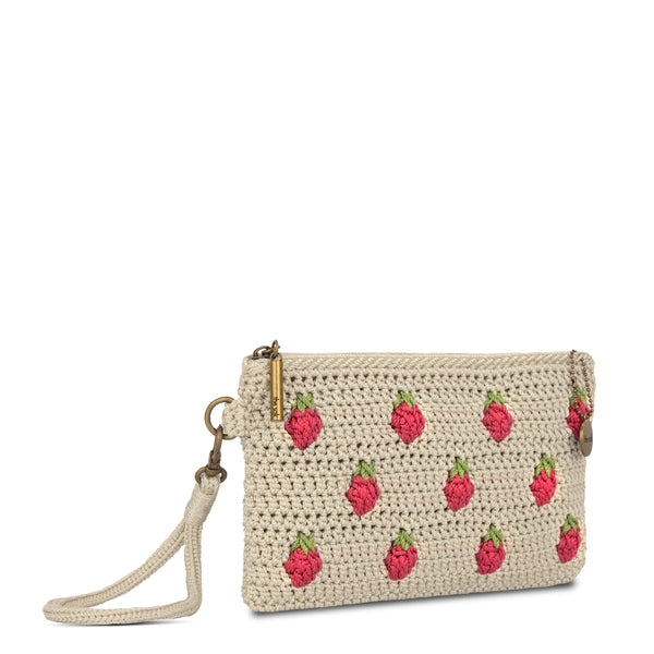 Sakroots Vita Wristlet Natural Strawberries