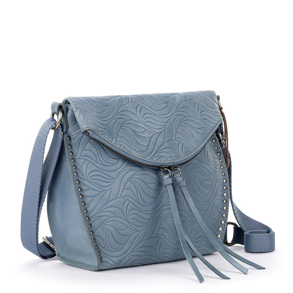 Sakroots Silverlake Flap Crossbody Maritime Wave Embossed