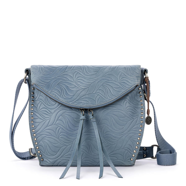 sakroots Silverlake Flap Crossbody Maritime Wave Embossed