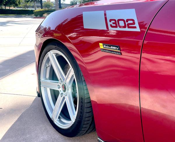 saleen Fender Badge Set Supercharged Yellow Label 302 MY24+