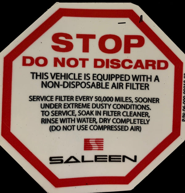 saleen Air Filter Decal MY15-23 S302