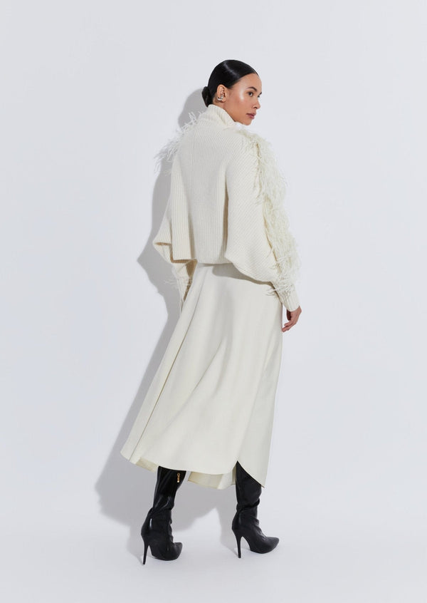 Sally Lapointe Cashmere Crossover Sweater With Feathers