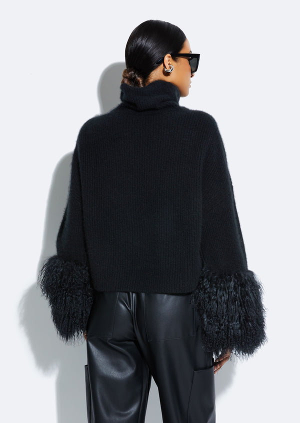 Sally Lapointe Cashmere Turtleneck Sweater With Shearling