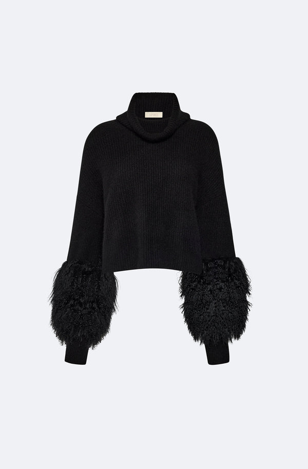 Sally Lapointe Cashmere Turtleneck Sweater With Shearling