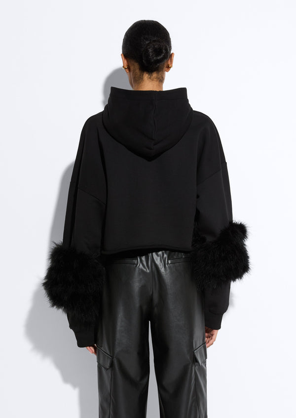 Sally Lapointe Cotton Sweatshirt With Marabou Feathers