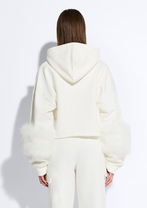 Sally Lapointe Cotton Sweatshirt With Marabou Feathers