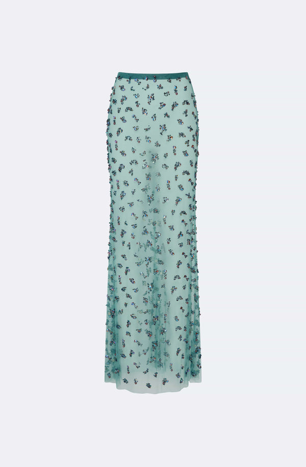 Sally Lapointe Degradé Cluster Embellished Flare Skirt