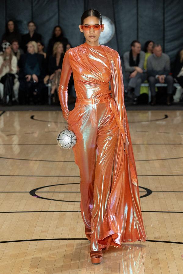 Sally Lapointe Iridescent Coated Jersey Belted Pant