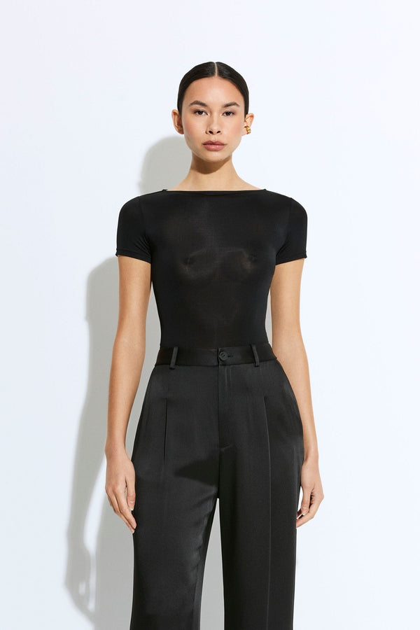 Sally Lapointe Jersey Short Sleeve Boatneck Bodysuit