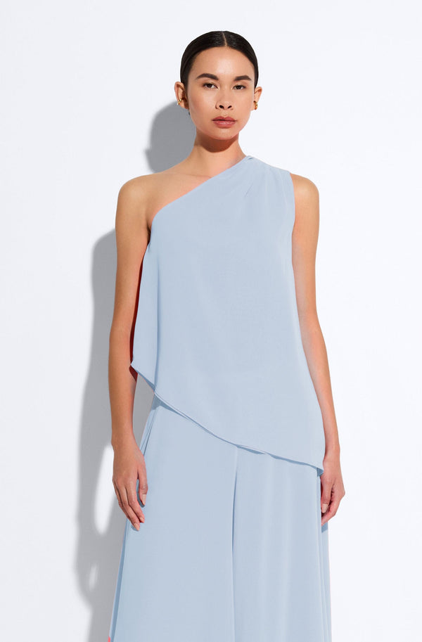 sally lapointe Lightweight Georgette One Shoulder Top