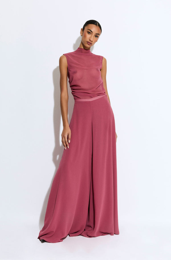 Sally Lapointe Lightweight Georgette Wide Leg Pant With Pockets