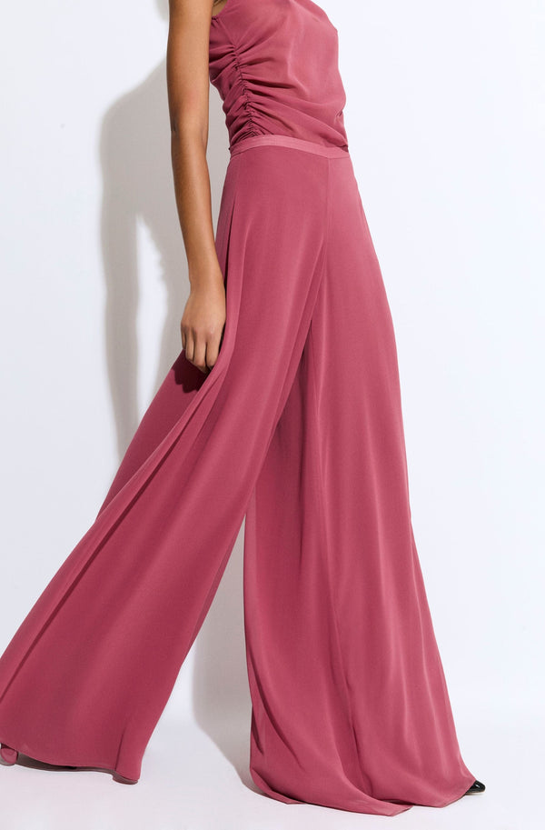 Sally Lapointe Lightweight Georgette Wide Leg Pant With Pockets