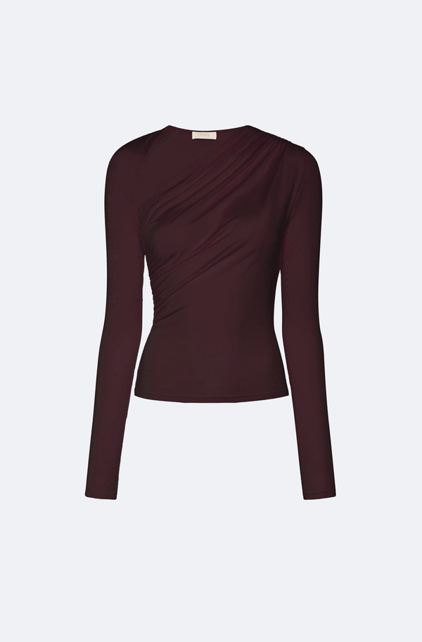 Sally Lapointe Modal Jersey Asymmetrical Ruched Top