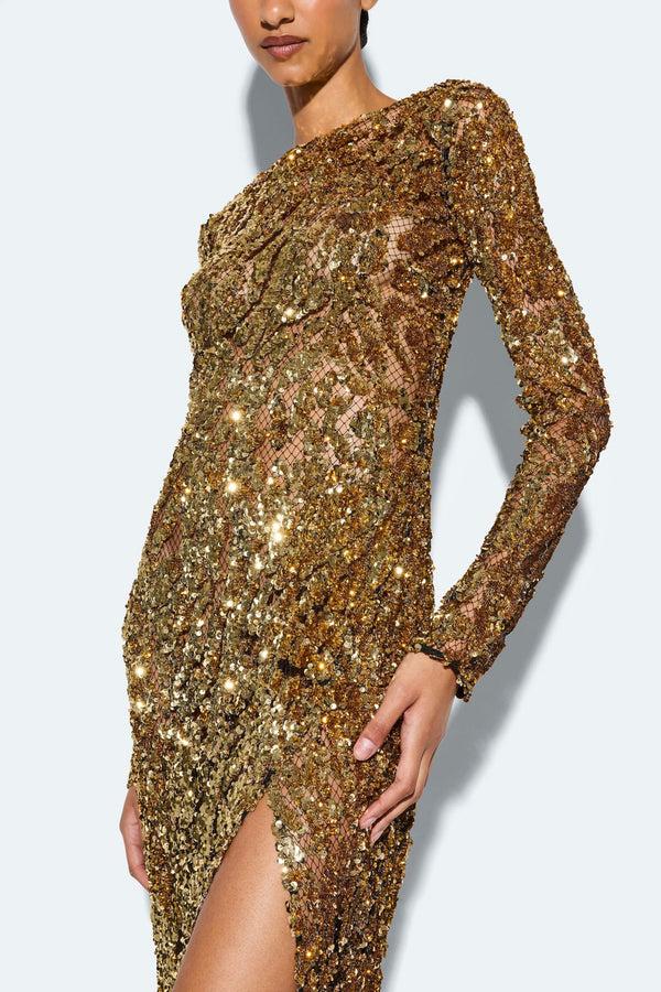 Sally Lapointe Abstract Sequin Gown