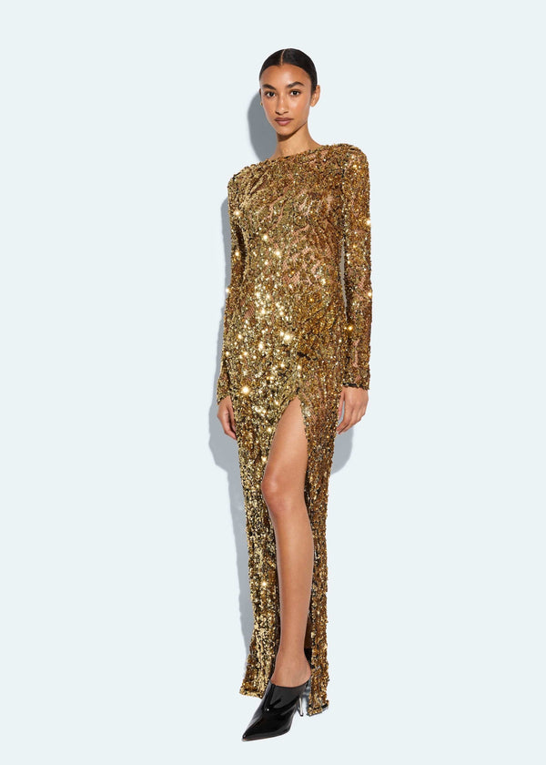 sally lapointe Abstract Sequin Gown