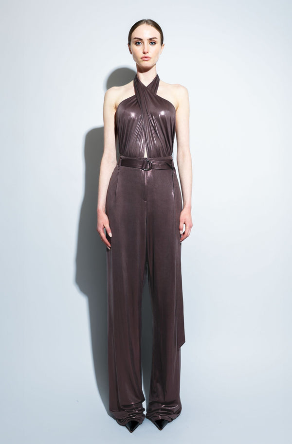 Sally Lapointe Coated Jersey Belted Pant