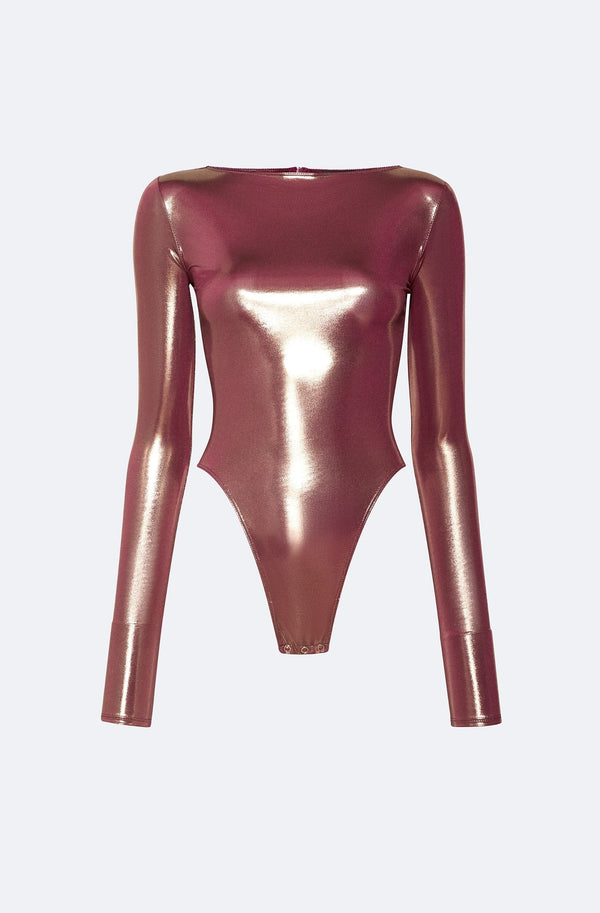 Sally Lapointe Coated Jersey Boatneck Bodysuit