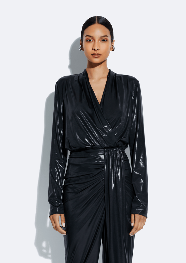 Sally Lapointe Coated Jersey Wrap Top