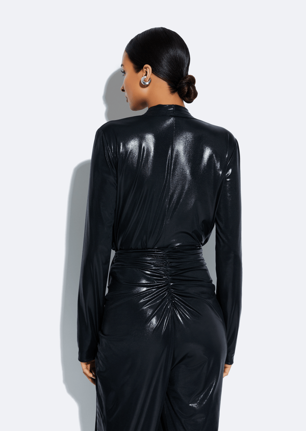 Sally Lapointe Coated Jersey Wrap Top