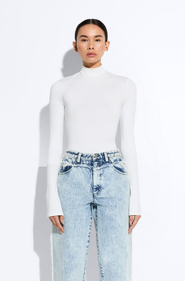 sally lapointe Compact Jersey Mock Neck Bodysuit