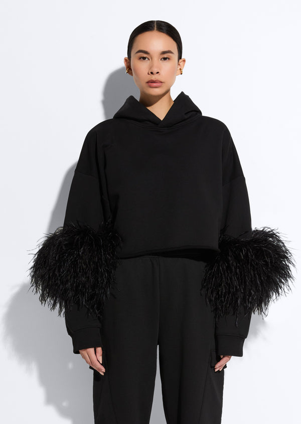 Sally Lapointe Cotton Sweatshirt With Feathers