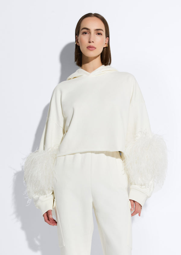 Sally Lapointe Cotton Sweatshirt With Feathers