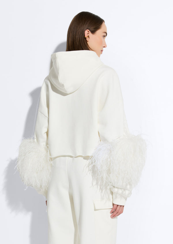 Sally Lapointe Cotton Sweatshirt With Feathers