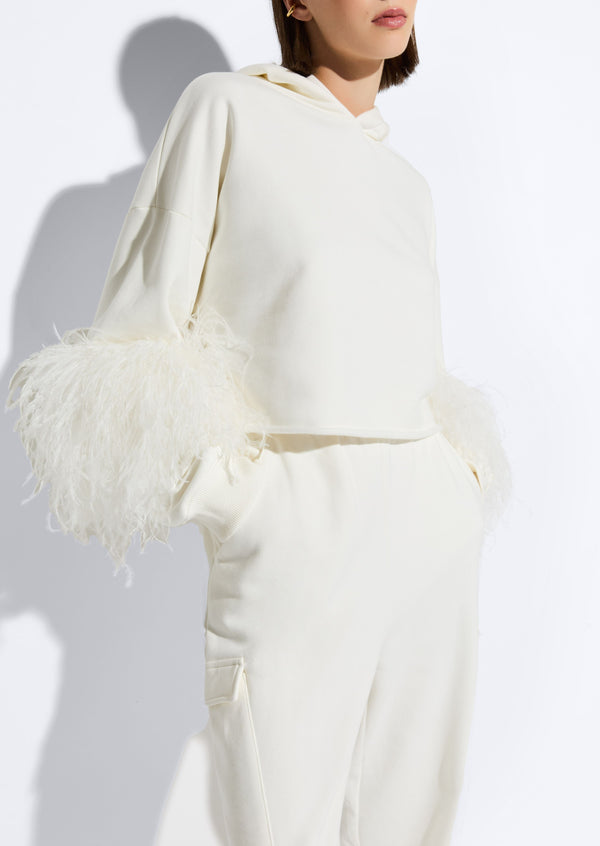 Sally Lapointe Cotton Sweatshirt With Feathers