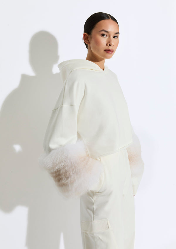 Sally Lapointe Cotton Sweatshirt With Fur