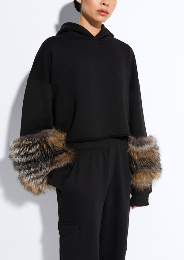 Sally Lapointe Cotton Sweatshirt With Fur