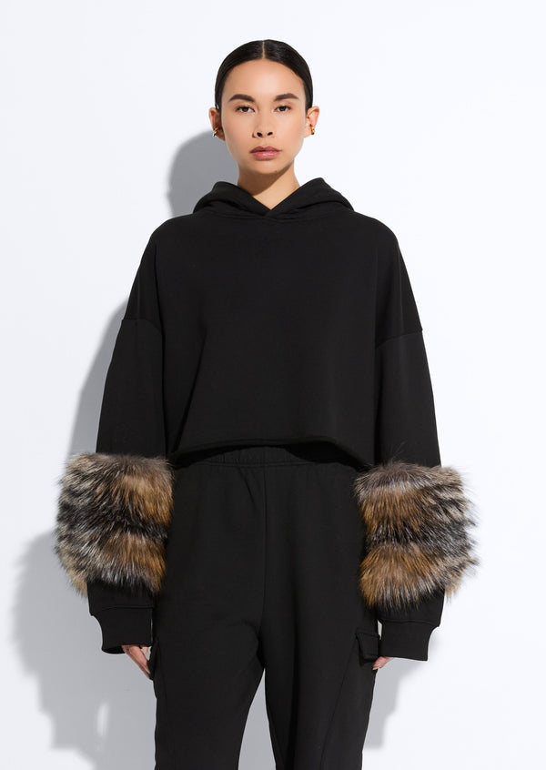 sally lapointe Cotton Sweatshirt With Fur