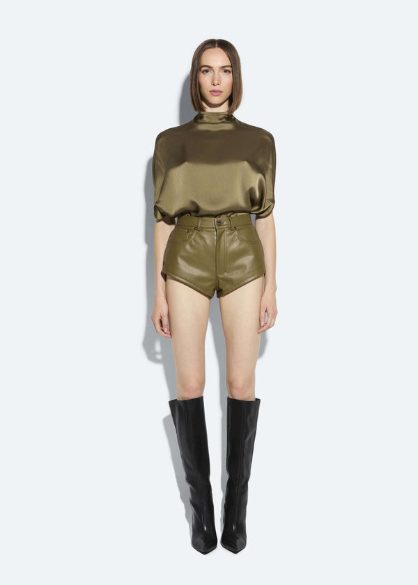 sally lapointe Faux Leather Mini Short