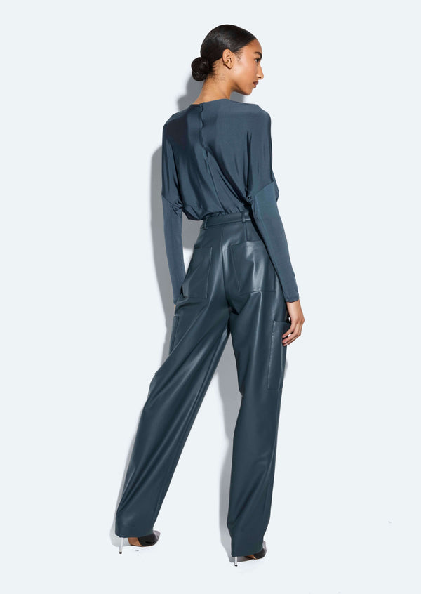 Sally Lapointe Faux Leather Tapered Trouser