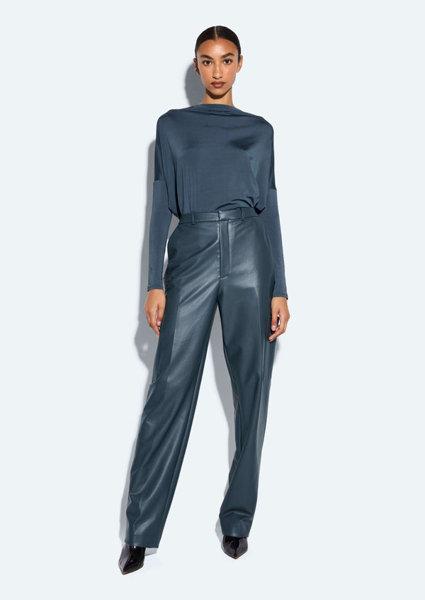 sally lapointe Faux Leather Tapered Trouser