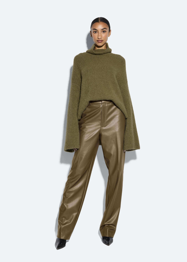 sally lapointe Faux Leather Tapered Trouser