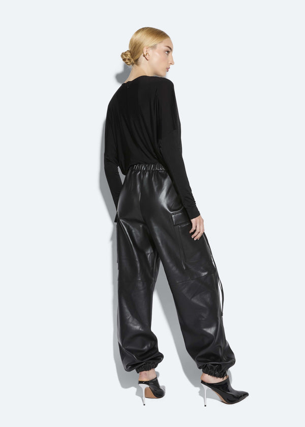 Sally Lapointe Faux Leather Utility Jogger Pant