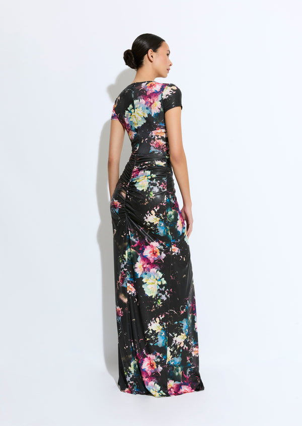 Sally Lapointe Floral Jersey Wrap Maxi Skirt