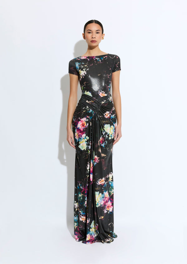 sally lapointe Floral Jersey Wrap Maxi Skirt