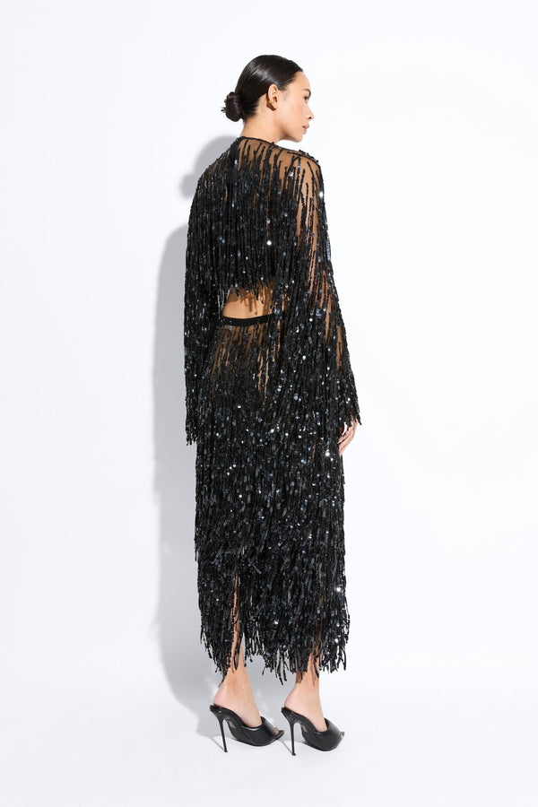Sally Lapointe Fringe Sequin Pencil Skirt
