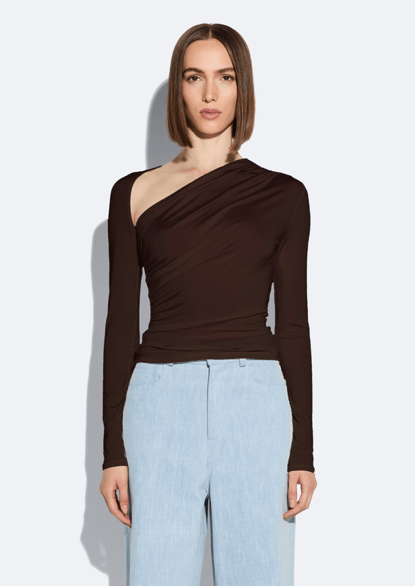 Sally Lapointe Jersey Asymmetrical Ruched Top