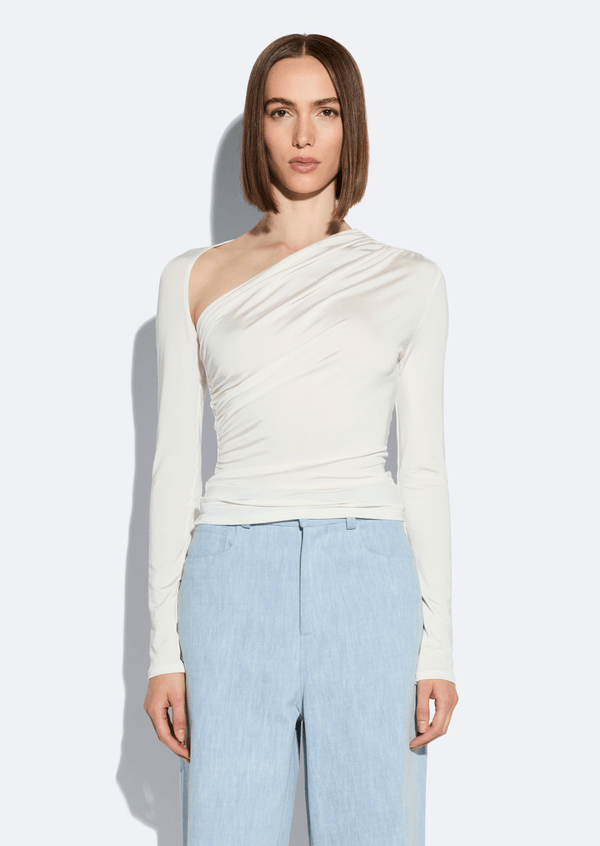 Sally Lapointe Jersey Asymmetrical Ruched Top