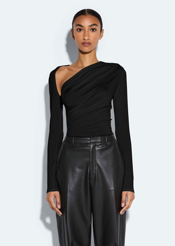 Sally Lapointe Jersey Asymmetrical Ruched Top
