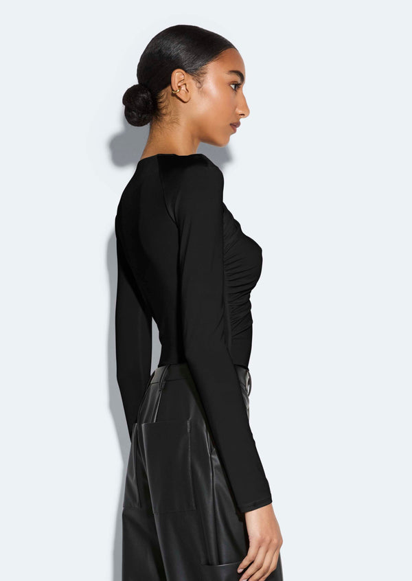 Sally Lapointe Jersey Asymmetrical Ruched Top