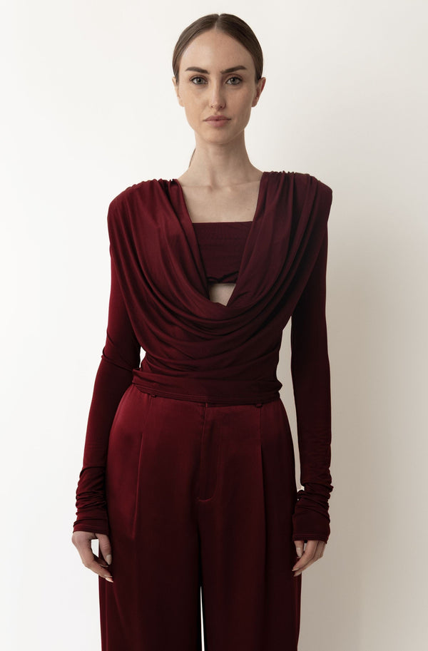 Sally Lapointe Jersey Cowl Neck Bandeau Top