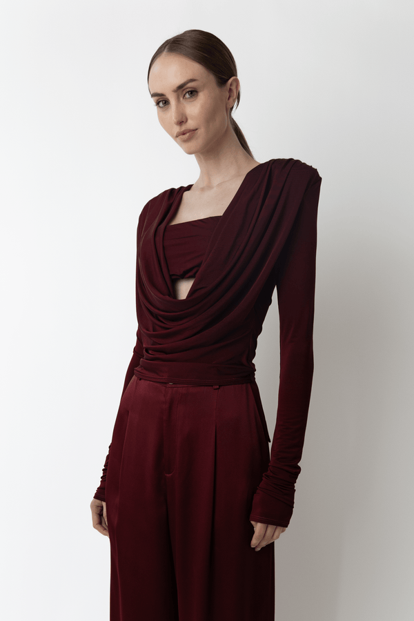 Sally Lapointe Jersey Cowl Neck Bandeau Top