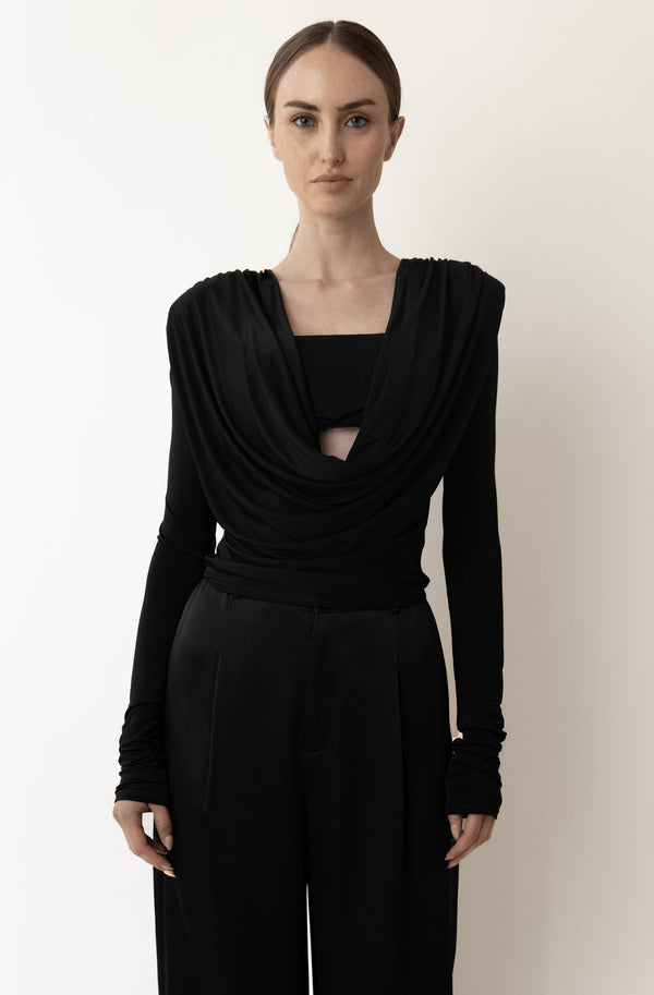 Sally Lapointe Jersey Cowl Neck Bandeau Top