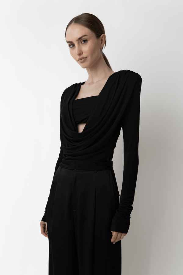 Sally Lapointe Jersey Cowl Neck Bandeau Top