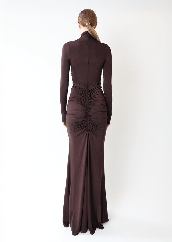 Sally Lapointe Jersey Halter Ruched Gown